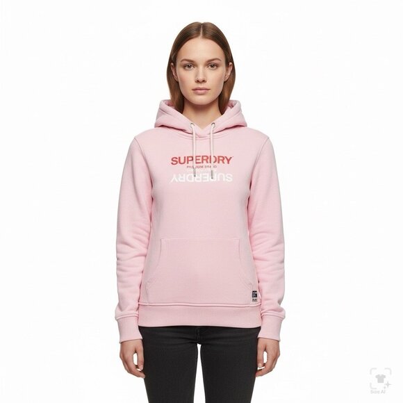 Superdry Women’s Pink Cotton Hoodie Logo Pullover Sweater Size 6 - Picture 11 of 11